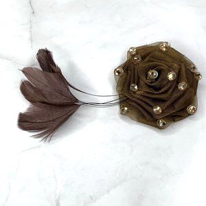 Tarina Tarantino Feathered Gold Organza Flower Anywhere Clip